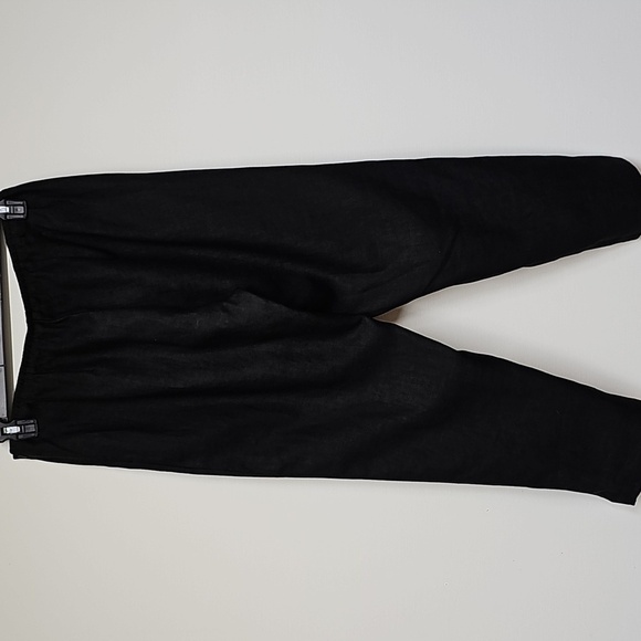 Eileen Fisher Black Linen Slim Ankle Pant, Side Zip, New, Size Medium - Picture 5 of 13